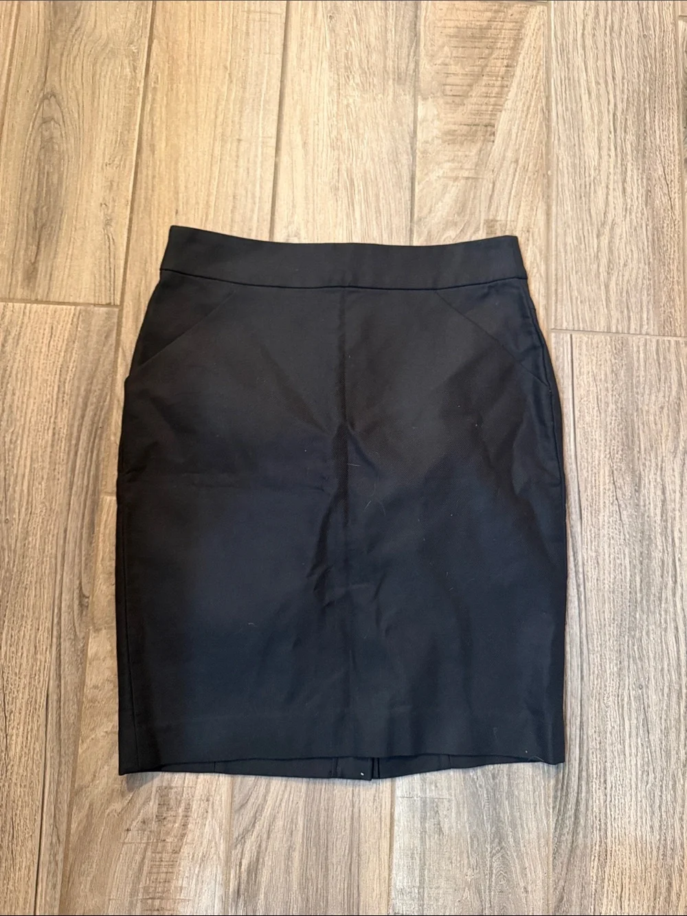J. Crew Black Pencil Skirt Double Serge Cotton with Pockets Size 4 NWT Office